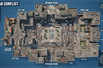 design 3d fps game map, 3d game environment, ue5 level design, fps level design