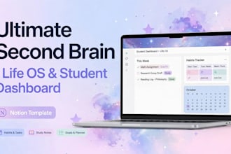 create a aesthetic notion template, second brain, life os, student dashboard