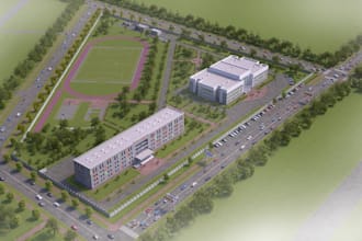 develop masterplan layout for sport facility,multipurpose sport center 3d render