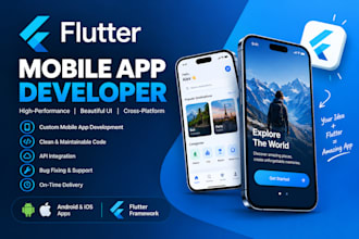 create custom flutter app UI, API integration and publish to store
