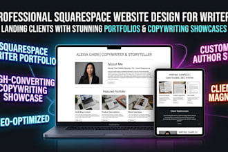 design a squarespace portfolio website for writers copywriters and freelancers