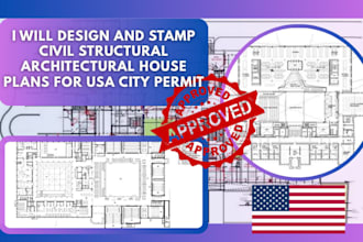 design and stamp civil structural architectural house plans for USA city permit