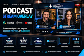 design streamyard obs podcast overlay for professional livestreams