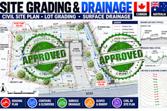 design site grading plan, civil site plan, and lot grading layout