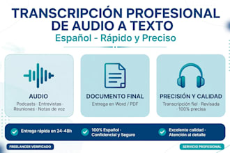 transcribir audios  en español a texto word pdf rápido y preciso