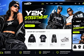 build shopify website, streetwear clothing website, clothing store, y2k website