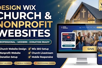 design wix church website or nonprofit website with donation setup