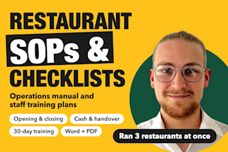 write restaurant sops, checklists and an operations manual