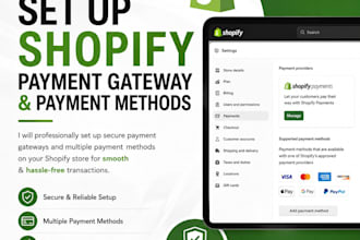 set up shopify payment gateway and payment methods