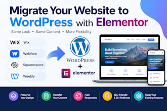 migrate wix webflow squarespace weebly to wordpress elementor website clone