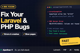 fix bugs and errors in your laravel, PHP or javascript project