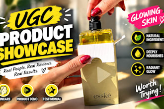 create authentic ugc product showcase, skincare demo and product testimonial