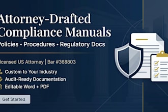 write a customized business compliance policy manual and risk framework