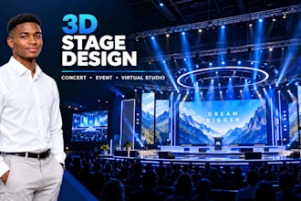 design 3d stage, concert, event, exhibition and virtual studio