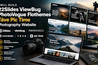 build 22slides viewbug photovogue flothemes táve pic time photography website