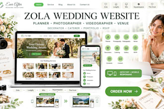 zola planner photographer videographer venue decorator caterer wedding website