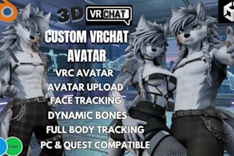 custom vrchat avatar, furry vrchat 3d avatar anime avatar vrc avatar vrchat vrm