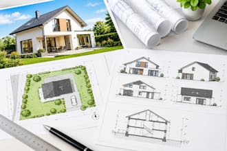 dessiner plan de masse, coupe, facades pour dp et permis de construire
