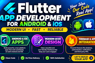 develop a flutter app for android and ios with modern UI