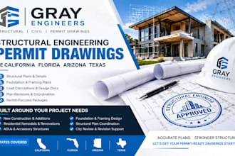 be california florida az tx structural engineer stamp drawings for city permit