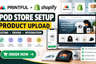 do printful shopify product upload listing design pod integration store setup