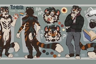 create custom fursona character sheets with expressions and full views