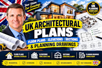 do UK architectural plans, floor plans elevations sections and planning drawings
