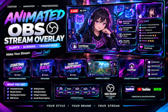 create animated obs stream overlay alerts screens and transitions