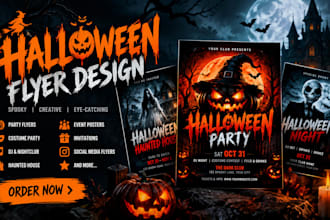 design halloween flyer and poster for halloween party nightclub and event