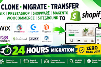 clone wix prestashop migrate shopware magento woocommerce siteground to shopify