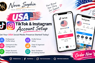 create USA tiktok account, USA instagram account, tiktok USA instagram account