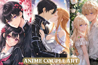 draw anime pfp nsfw illustration bl, gl yaoi romantic couple art in manga style
