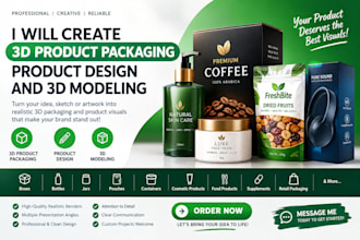 create 3d product packaging, product design and 3d modeling