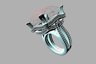 design custom jewelry cad, diamond rings, stl and 3dm files for 3d printing