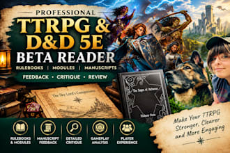 ttrpg beta reader dnd 5e rulebook module manuscript feedback critique review