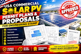 do USA commercial solar pv permit plans and proposals for engineering stamp