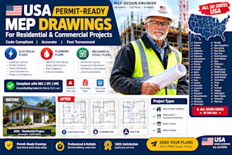 design permit ready mep drawings for usa city building permit