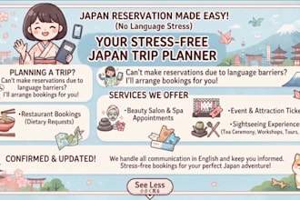 make restaurant and activity reservations in japan for you