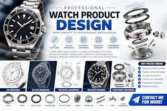 design watch case, crown, bezel, spring, chapter ring, gasket, clips product