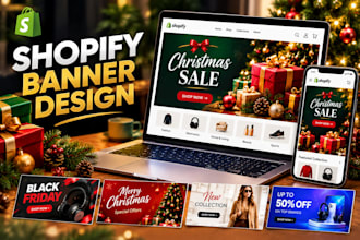 design black friday christmas shopify store banner and website hero image