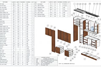 do furniture cad for joinery,millwork,cabinet,woodwork, cutlist ready for cnc