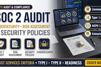 conduct CPA soc 2 audit, cybersecurity, risk assessment and security policies