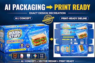 convert ai generated packaging to print ready vector with dielines