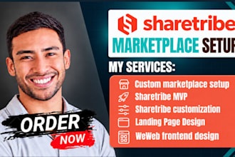 custom sharetribe marketplace muitivendor sharetribe go flex landing page weweb