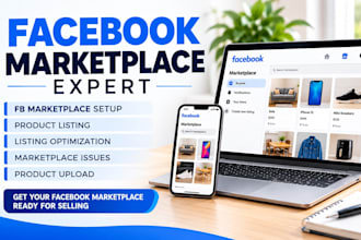 set up facebook marketplace, fix fb marketplace issues, and create listings