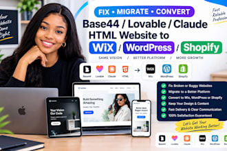 fix migrate convert base44 lovable claude html website to wix wordpress shopify