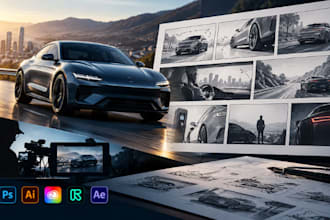 automotive storyboard design for car ads, ev launches, vehicle campaigns brands