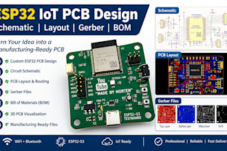 design esp32 iot pcb with schematic layout gerber and bom