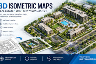 do 3d isometric maps for real estate cities properties and 3d location map