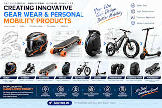 make 3d cad industrial design for gear wears, helmet, skateboard,shoes, scooters